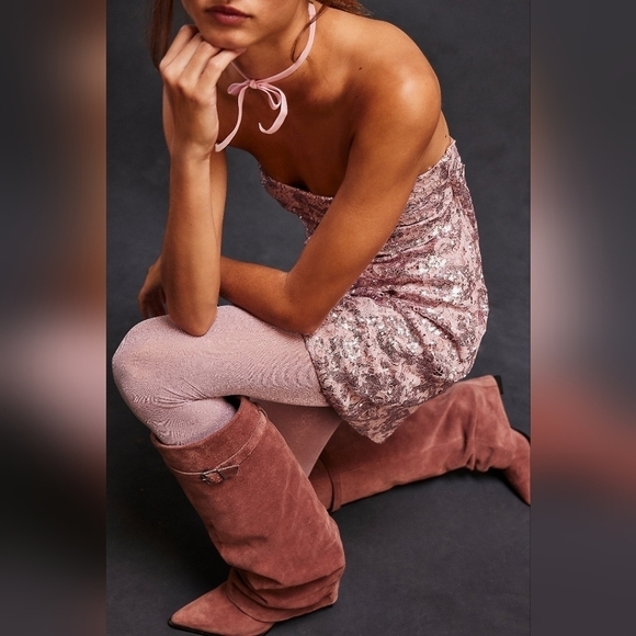 NWT Free People Pink All That Shimmers Tights - Picture 2 of 10